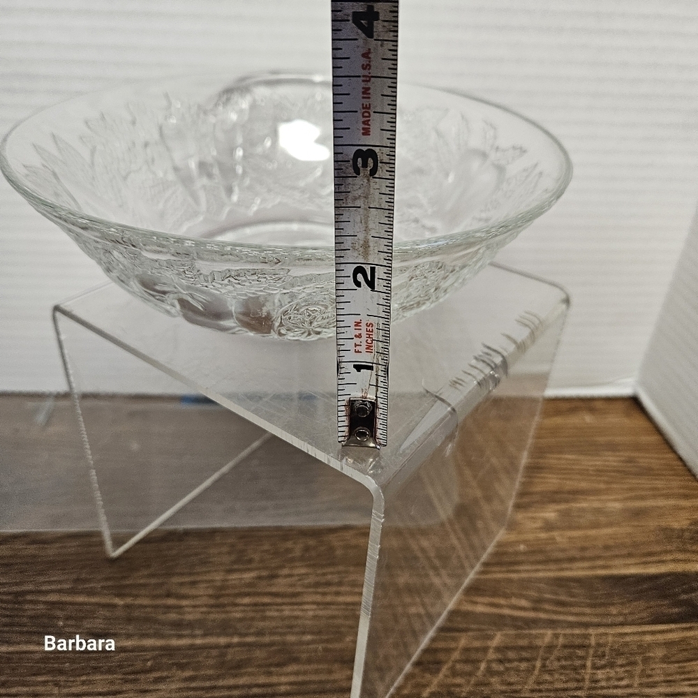 Vintage 70s FNG Indonesia Pressed Glass Bowl with Embossed Fruit Design - Picture 7 of 7